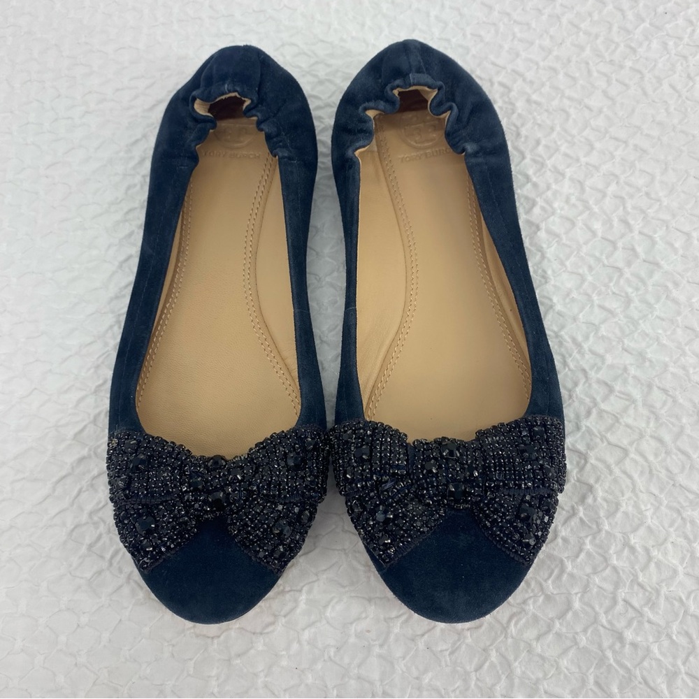 Tory Burch Midnight Blue Ballet Flats Size 8 - Picture 2 of 5